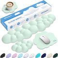 Cloud Wrist Rest Keyboard Cushion and Cloud Mouse Pad, Light Green | 4-in-1 Ergonomic Cloud Keyboard Wrist Rest Set, Memory Foam, Arm Support for Palm, Cute Desk Accessory for PC Gaming Setup by Unknown