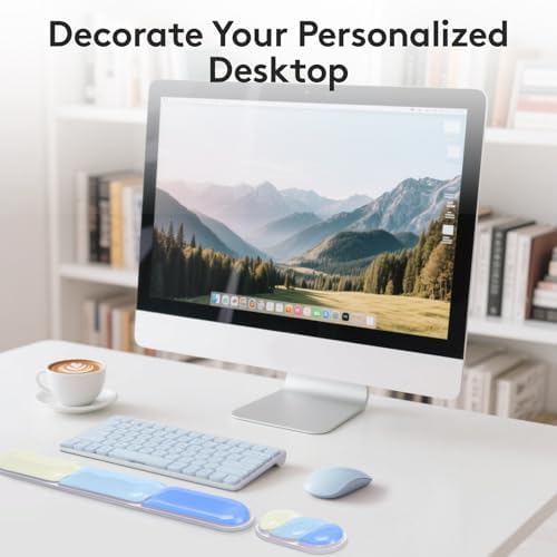 Upgrade Keyboard Wrist Rest Set, Gel Keyboard Wrist Support Mousepad, Ergonomic Mouse Wrist Mat for Computer, Laptop, Home, Office, Blue Color Block - Image 7
