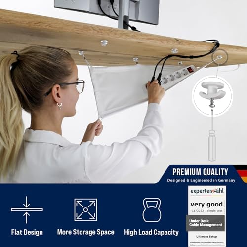 Cable Management net - Under Desk Wire Management - Flexible Under Desk Cable Management Tray White - Image 2