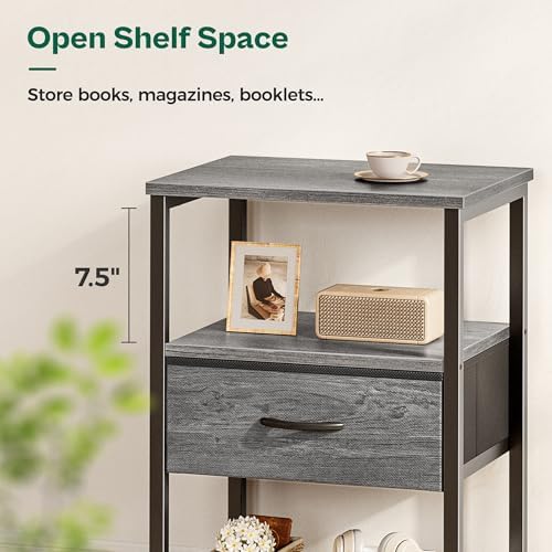 Huuger Nightstand Set of 2, Night Stand with Fabric Drawer, Mesh Shelf - Image 6
