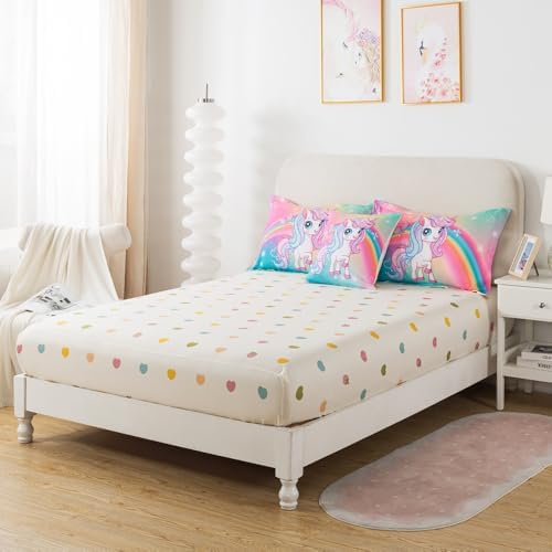 ADASMILE A & S 6Pcs Unicorn Bedding Twin for Girls Princess Rainbow Bedding - Image 5