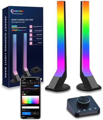 Gaming Light Bars with Dial Controller, Smart Gaming LED Lights RGB Light Bars Compatible with Alexa and Google Assistant, TV LED Backlight App Control Music Sync for Gaming Room Bedroom Decor Gifts by Amailtom