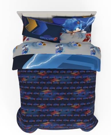 Franco Sonic The Hedgehog 3 Movie Kids Bedding Super Soft Comforter and Sheet Set, 5 Piece Full Size, (Officially Licensed Product) - Image 2