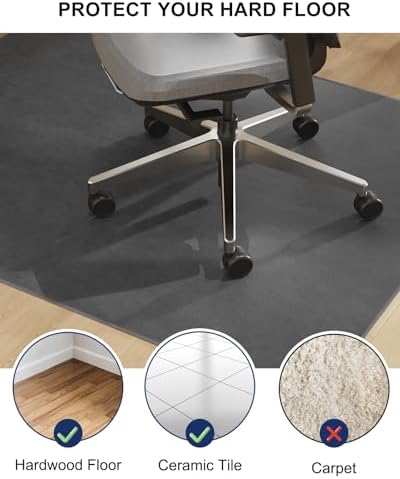 SALLOUS Chair Mat for Hard Floors, 60"x71" Washable Chair Mat Under Desk, Smooth Rolling Desk Chair Mat, Anti Slip Hard Floor Protector, Noise Reducing Desk Rug for Home Office Chair (Dark Gray) - Image 4