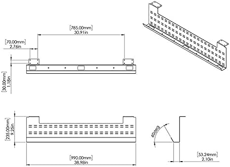 Stand Up Desk Store Under Desk Cable Management Tray Horizontal Computer Cord Raceway and Modesty Panel (White, 39") - Image 3