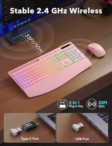 Trueque Wireless Keyboard and Mouse Combo, 4000mAh Battery, Wrist Rest - Image 6