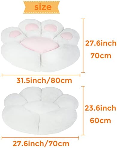ELFJOY Cat Paw Cushion for Computer and Gaming Chairs 23.6"x27.6" White - Image 3