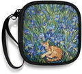 Blue Flower and Cat Portable Wireless Headphone Case, Earphone Storage Bag Carrying Case, Earbud Holder with Handle Headphone Bag Travel by Unknown