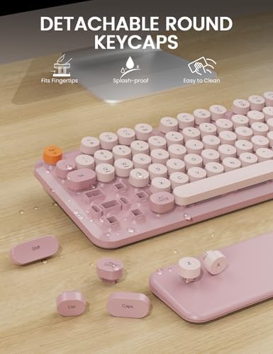 Wireless Keyboard and Mouse Combo, Cute Typewriter, Magnetic Wrist Rest - Image 6