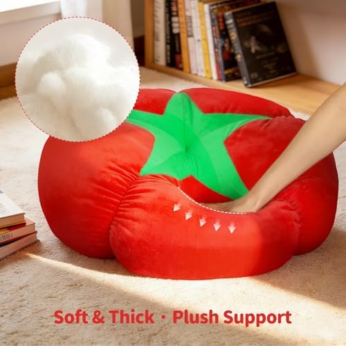 Extra Large Tomato Floor Cushion Pillow – Plush Cushion for Sitting | Cute Round Plush Chair Cushion for Reading, Gaming, Meditation & Home Decor. 60 cm/23.6 Inch - Image 3