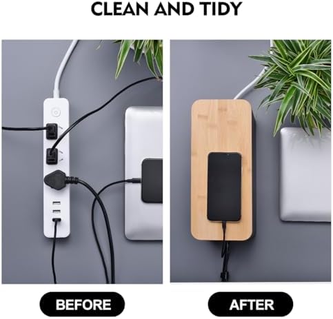 2Pack Cable Management Box,Wooden Style Cord Organizer Cord Hide Box - Image 6