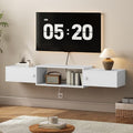 HOOBRO 55" Floating TV Stand with Power Outlet, Modern Wall Mounted Media Console Shelf Cabinet for Under TV Storage, Entertainment Center, Living Room, Bedroom, White WT11UDS01 by HOOBRO