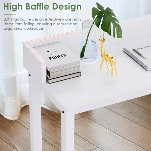Arlopu Overbed Table with 360° Wheels, Queen Size Mobile Bed Desk, White - Image 5
