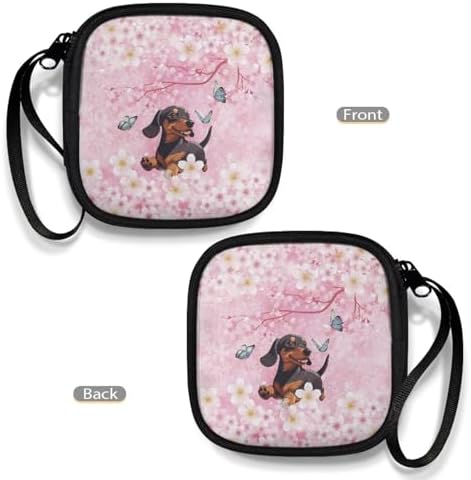 Cherry Blossom Dachshund Carrying Earphone Case Pouch Storage Bag Earbud Holder Mini Pouch Headset Storage Case Bags for Headphone, Bluetooth - Image 4