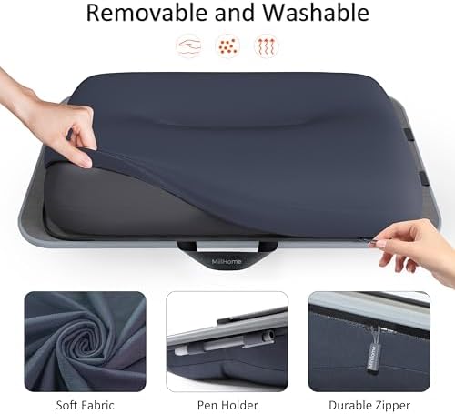 Lap Desk with Cushion, Fits up to 17 inch Laptop, Pillow Designed, Portable Laptop Stand with Tray, Pad & Phone Holder, Home Office for Bed/Couch/Car/Reading/Writing, MillHome (Gray) - Image 3