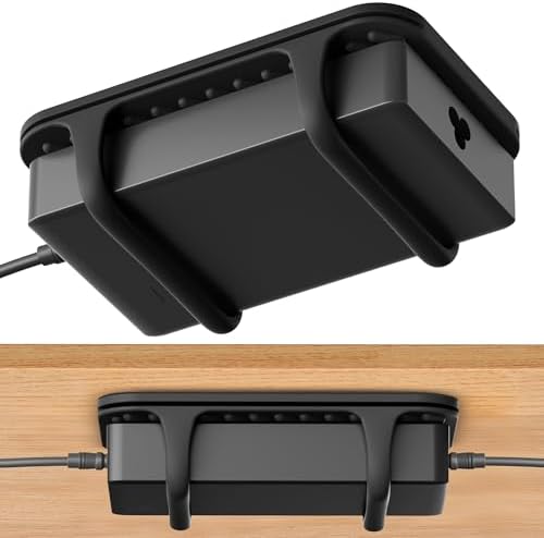 ELETIUO Universal Silicone Laptop Charger Holder,Under Desk Power Brick Mount Organizer for Charging Brick & Cables,Flexible Non-Slip Power Bricks Mount,Secure Supply Holder for Laptop Charger,Black by ELETIUO