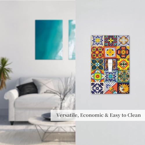 Decorative Light Switch Covers Traditional Colorful Mexican Talavera Tiles Style Single Toggle Light Switch Cover Plate 1 Gang Outlet Covers Wall Plate Electrical Device Dimmer Switchplate - Image 7