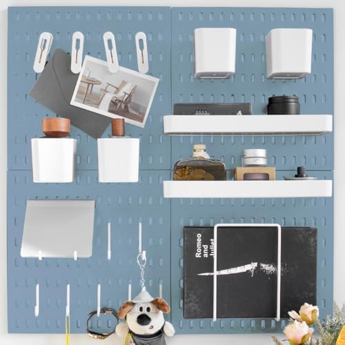 Wall-Mounted Pegboard Kit, 25.2" x 25.2" Organizer Panel – Large, Cost-Effective & Nail-Free Installation Blue by RIVTUNTOOLS