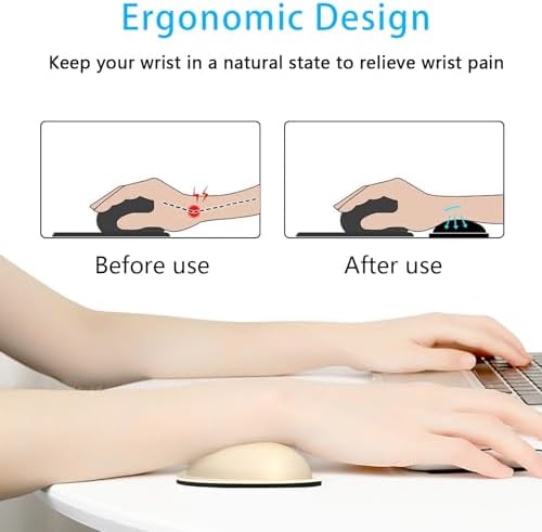 Dapesuom Mouse Wrist Rest, Ergonomic Memory Foam Mouse Wrist for Computer Desk Mats Support, PU Leather Hand Rest Pad Cushion for Gaming, Laptop, Men, Women, Pain Relief & Easy Typing, Colonial White - Image 2