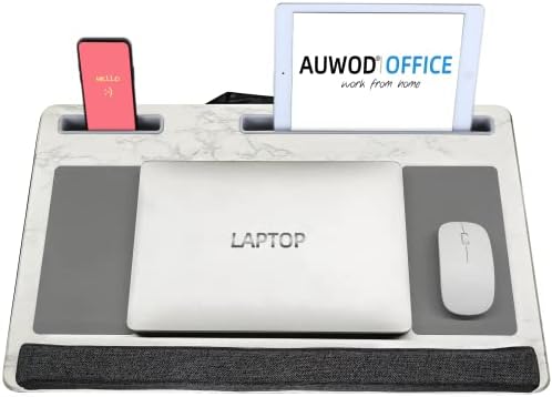 Extra Large Lap Laptop Desk- Home Office Portable LapDesk with Mouse Pad & Wrist Rest for Notebook/MacBook/Tablet, Sofa Bed Working, Writing, Drawing (White Marble, Fit Up to 17-inch Laptops) - Image 3