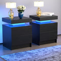 LED Nightstands Set of 2, Modern Black Night Stand End Tables with APP & Remote Control LED Lighting, 2 Drawers, Open Shelf Storage, Bedside Tables for Bedroom and Living Room by Unknown