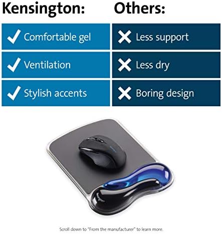 Kensington Duo Gel Mouse Pad with Wrist Rest,Ergonomic Wrist Support for Pain Relief,Comfortable Non-Skid Gel Pad for Computer,Laptop,Office & Home 9.6" x 7.6",Blue K62401AM,(Pack of 4) - Image 7