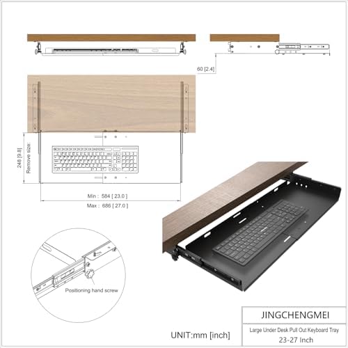 Large Under Desk Slide-Out Keyboard Tray, 27 x 9.8 inch - Image 2