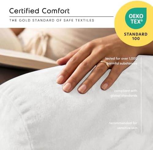 Nestl Reading Pillow for Bed, Back Pillow for Sitting Up in Bed, White | 18” Backrest Pillow with Arms, Adjustable Support, Shredded Memory Foam Fill, OEKO-TEX, College Dorm Essentials for Adults - Image 5