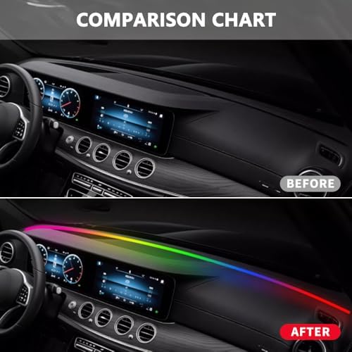 Car Interior Ambient Light Lighting Bar, Windshield Rubber Seal Gap Filler RGB LED Lights Strip Dashboard, Automotive Neon Accent Lights Accessories, Remote App Music Sync, 4.92ft/1.5m - Image 2