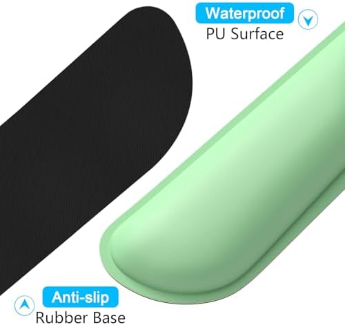 Dapesuom Keyboard Wrist Rest Set, Cute PU Leather Wrist Cushion for Computer Keyboard and Mousepad, Memory Foam Mouse Pad Rests Support with Non-Slip Base for Typing Pain Relief, Laptop, Mint Green - Image 5