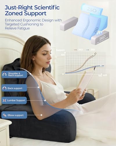 Kayfia Reading Pillow, 30-90° Stepless Adjust Angle Height, Medium, Black - Image 5