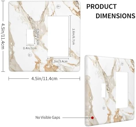 Decorative Outlet Covers Abstract Luxury White Gold Marble 2-Gang Combo Light Switch Cover Plate Single Toggle/Rocker Wall Plate Plug Switch Plate Covers for Bedroom Decor - Image 4