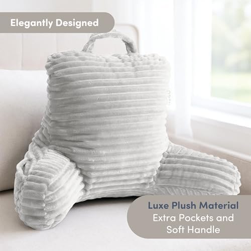 Nestl Reading Pillow for Kids & Teens with Shredded Memory Foam, Luxe Cut Plush Backrest Pillows for Reading and Gaming, for use on Couch, Bed, Floor, Adjustable Support with Washable Cover White - Image 2