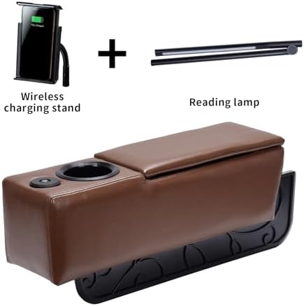 Sofa Armrest with Cup Holder, PU Leather Multifunctional Couch Arm Rest Insert, Removable Couch Caddy with Storage, Equipped with LED Reading Light & Wireless Charge Stand - Image 3
