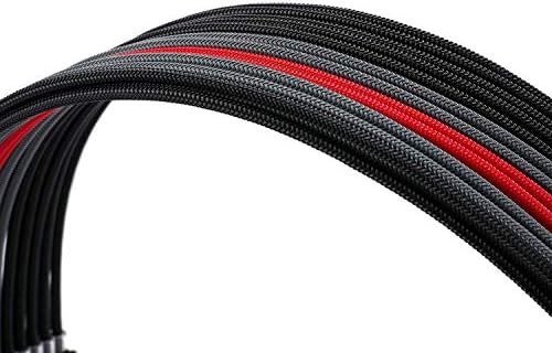 Formulamod PSU Cable Extension Kit 18AWG Sleeved, 24 Pin ATX + 8 Pin EPS + Dual 8 Pin PCI-E, Custom PC Cable Extensions with Combs for Clean Cable Management & Gaming PC Build (Black Grey Red) - Image 5