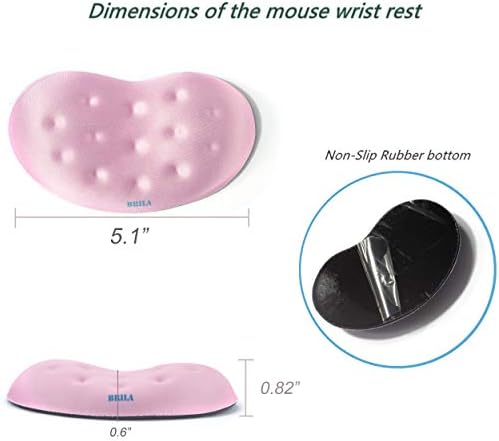 BRILA Ergonomic Memory Foam Mouse Wrist Rest Support Pad Cushion for Computer, Laptop, Office Work, PC Gaming - Massage Holes Design - Wrist Pain Relief (Pink Mouse Wrist Rest) - Image 3