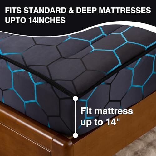 A Nice Night Zipper Bedding Game Console with 3D Geometric Gamepad Gaming Printed Zippered Kids Comforter Set,Twin,Blue - Image 7