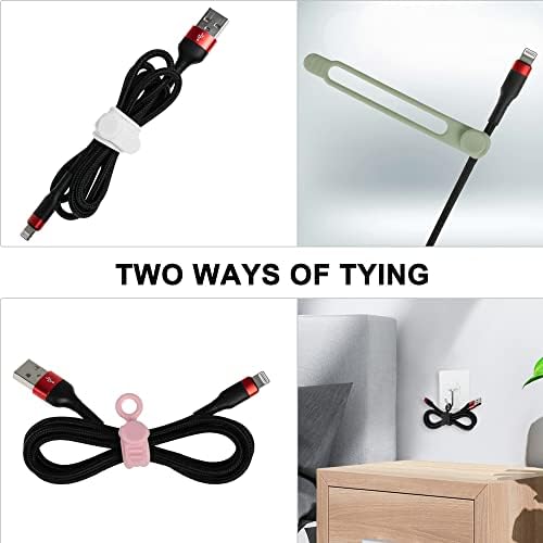 50Pcs Silicone Cable Ties, Cord Organizer Cable Management-Multi - Image 4