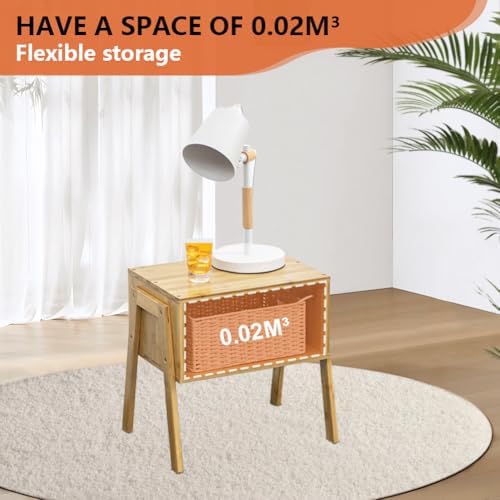KKTONER Modern Bamboo Nightstands End Tables Bedroom with Storage Small Bedside Table for Living Room Office (Natural) - Image 7