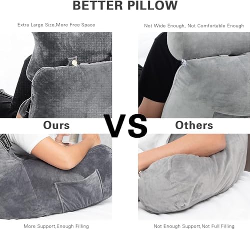 SLIGUY Reading Pillow Extra Large 31" Bed Rest Pillow with Detachable Neck Roll for Sitting in Bed or Couch Adult Back Pillow for Watching TV/Gaming/Relaxing - Image 4
