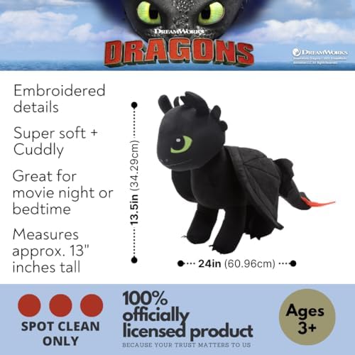 How To Train Your Dragon Toothless Bedding Super Soft Cozy Cuddle Pillow Buddy, (Officially Licensed Product) By Franco Collectibles - Image 2