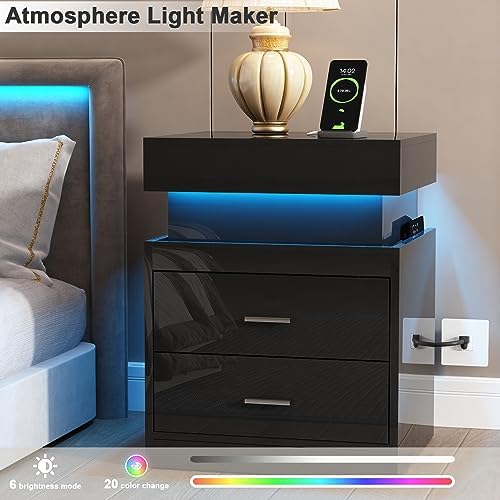 ChooChoo LED Nightstand with Charging Station and Sliding Storage - Image 4