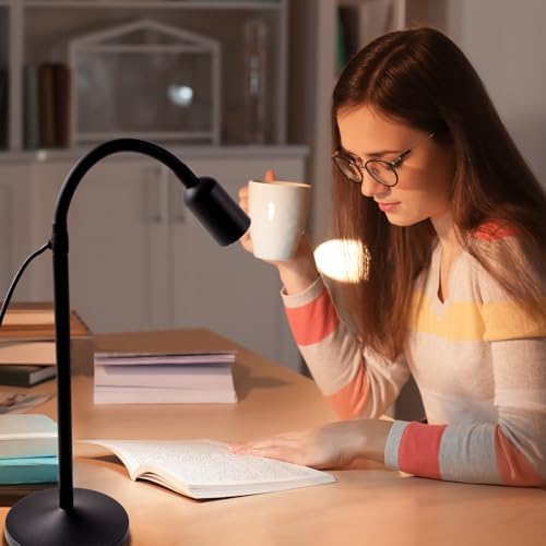 DAMI Small Desk Lamp with Flexible Gooseneck, USB Reading Light Nightstand with 3 Color Temperatures, Dimmable Eye-Caring Bedside Table Lamp for Home Office Bedroom Dorm RV - Black - Image 6