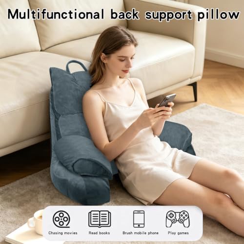 Reading Pillow for Bed with Arms, Back Support, Memory Foam（Charcoal Gray） - Image 6