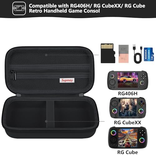 Hard Carrying Case for RG477M/ RG406H/ RG CubeXX/ RG Cube/ RG476H Retro Handheld Game Console, Retro Game Travel Storage Holder with Mesh Bag for SD Card, USB Charging Cable, User Manual, Black - Image 2