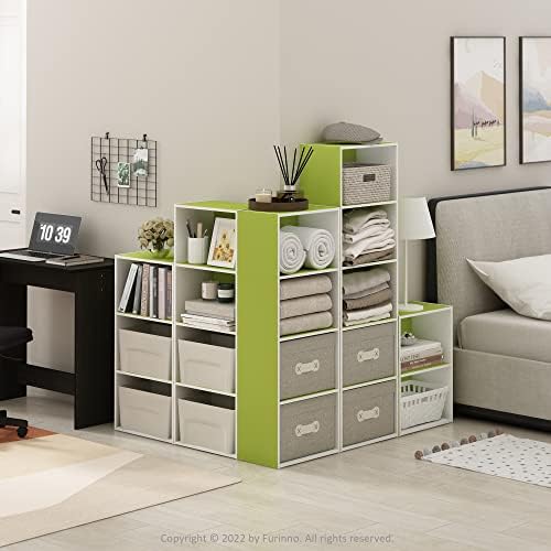 Furinno LUDER 2-Tier Book Shelf, Open Shelves Bookshelf, Green/White - Image 2