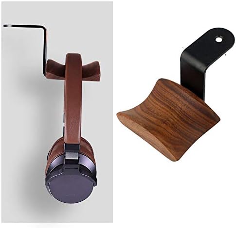 YANGMEI Under-Desk Mount Headphone Hanger Holder Headset Stand Walnut Wood Headphone Rack Hook Desk Tabletop Tape Under-Desk Mount Headphone Hanger Holder for Audio,Studio & Gaming Headphones - Image 2