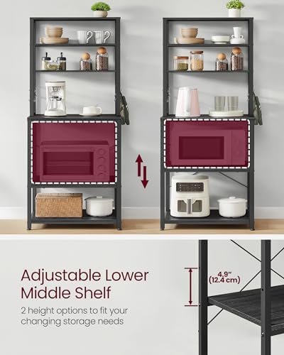 VASAGLE Coffee Bar, 23.6 Inches 6-Tier Baker's Rack with 6 Hooks - Image 6