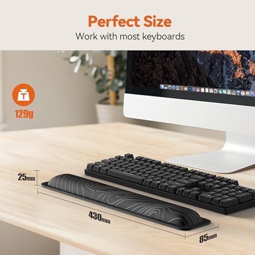 TECKNET Wrist Rest for Computer Keyboard Ergonomic, 1 in Thick, 17x3.3 in | Thicken Memory Foam, Typing Pain Relief, Wrist Support Pad for Keyboard, Comfort for Home/Office/Work, Anti-Slip Rubber Base - Image 6