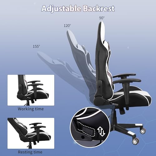 Gaming Chair,Video Game Chair with Massage Lumbar Support | Ergonomic Computer Chair Height Adjustable with Swivel Seat and Headrest - Image 5